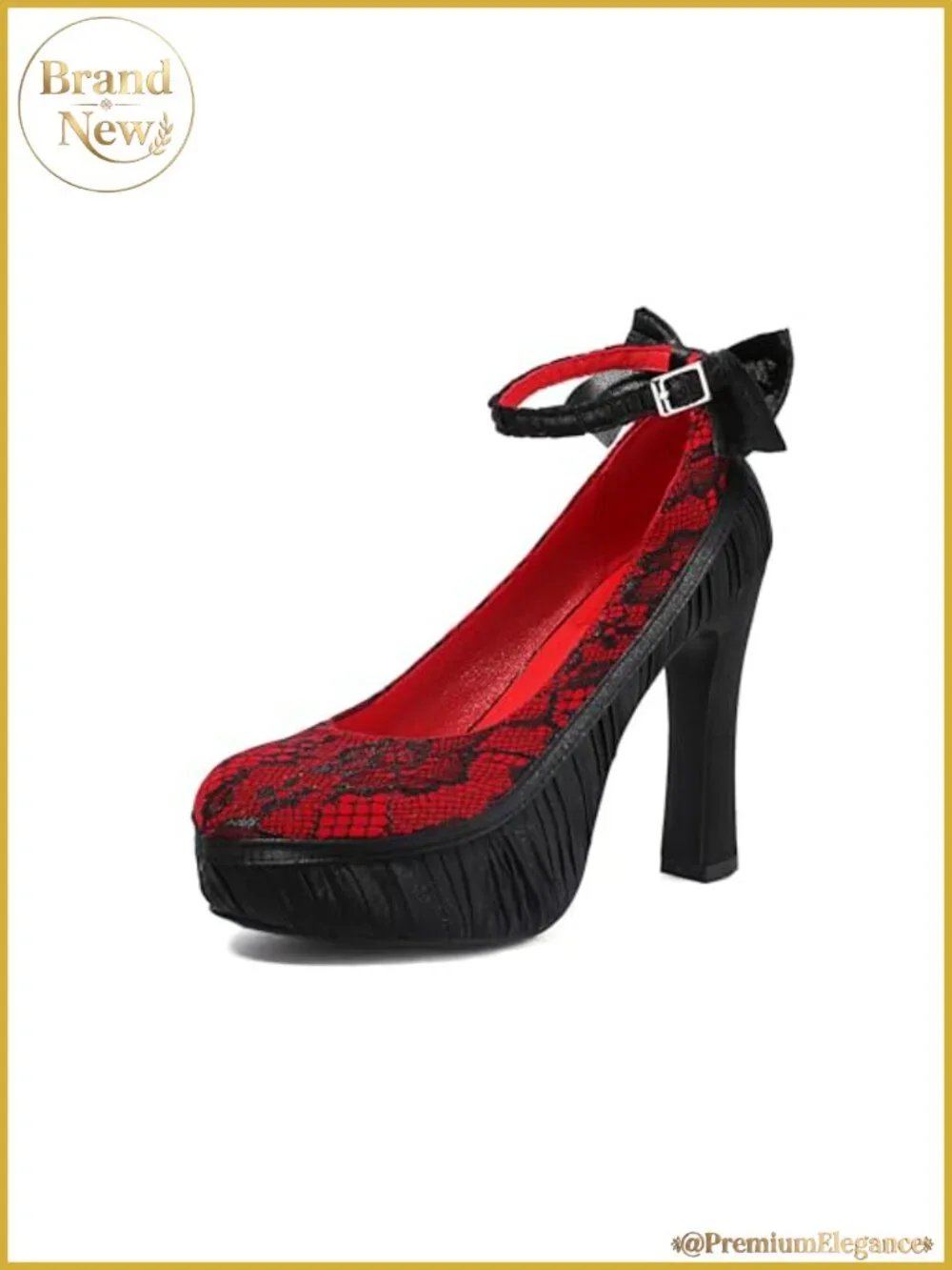 Mary Jane Gothic Platform High Heels Lace Flower Bow Pumps